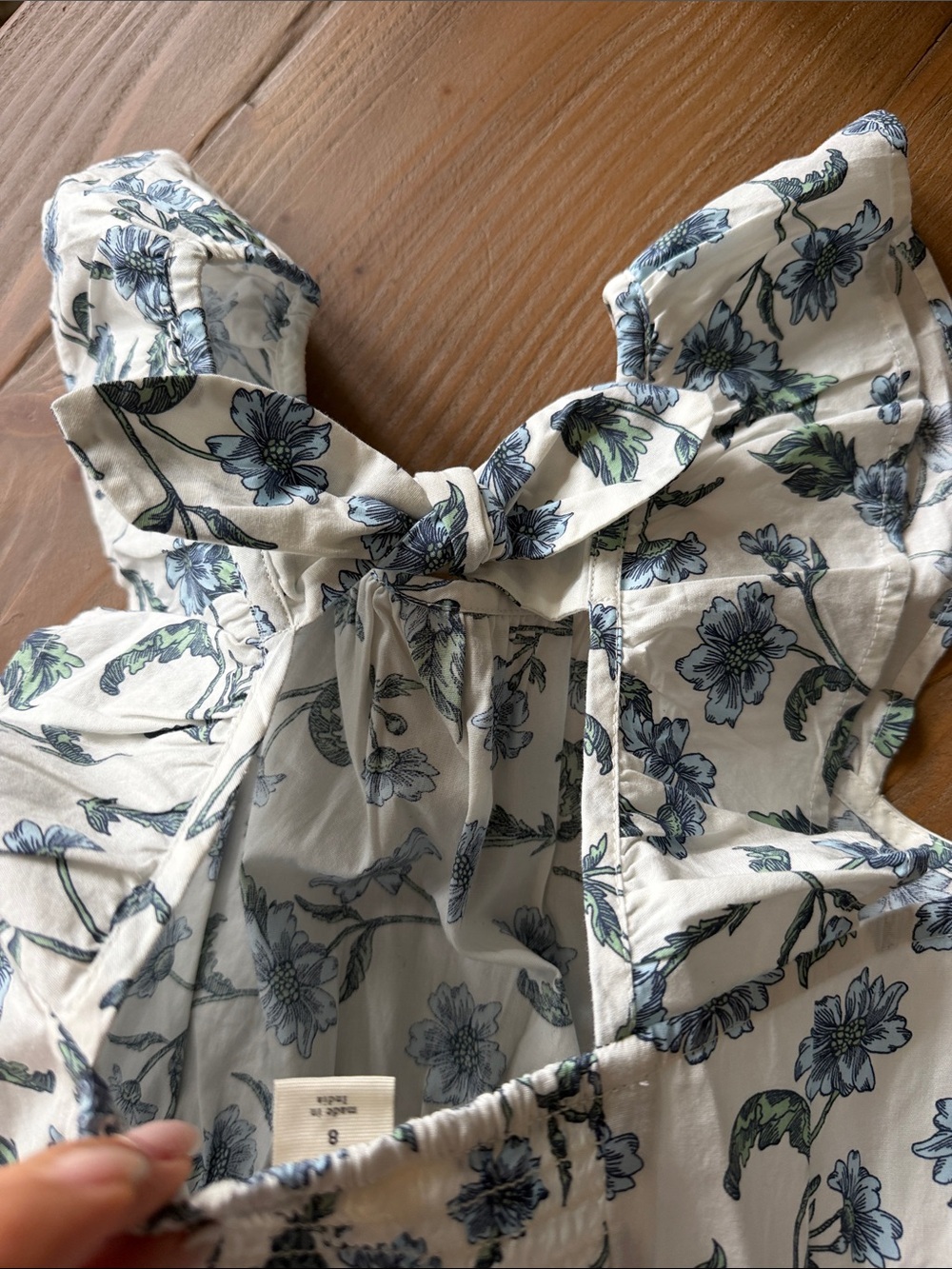 Crew Cuts Girls' Blue Floral Ruffle Sleeve Dress - Classic Cotton Sundress - Picture 5 of 6
